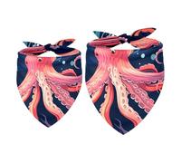 2pcs Pack Dog Bandanas Underwater Octopus Coral Triangle Scarf for Small Medium Large Dogs and Cats Pet Kerchief Triangle Scarfs Bibs