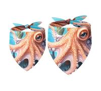 2pcs Pack Dog Bandanas Underwater Octopus Triangle Scarf for Small Medium Large Dogs and Cats Pet Kerchief Triangle Scarfs Bibs