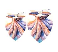 2pcs Pack Dog Bandanas Watercolor Octopus Triangle Scarf for Small Medium Large Dogs and Cats Pet Kerchief Triangle Scarfs Bibs