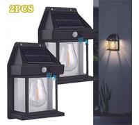 2Pcs Pack Led Solar Powered Fence Wall Lights Super Bright Outdoor Security Lamp