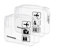 2pcs/Pack Lermende Clear Toiletry Bag TSA Approved Travel Carry On Airport Airline Compliant Bag Quart Sized 3-1-1 Kit Luggage Pouch (Clear)