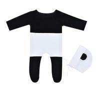 2Pcs/Pack Panda Theme Newborns Photography Outfit Lovely Baby Hat and Matching Romper Set for Photoshoots