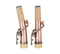 2Pcs/pack Saxophone Neck Brass Cork Wood Straight Curved Saxophone Neck Sets For Soprano Saxophone Red Antique Color