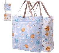 2Pcs Packable Large Laundry Bags for Dirty Clothes - Waterproof, Drawstring, Handle - Travel, Camp, Dorm, Swimming