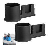 2Pcs Paddle Board Cup Holder with Phone Slot, Plastic Paddleboard Cup Holder with Drain Hole for Kayaks, Boats, Yachts, Homes, Black