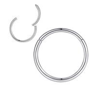 2pcs Pair 18g Hoop Nose Rings for Men Women 11mm 18 Gauge Nose Hoop Silver Septum Clicker Hinged Ring 316L Surgical Steel Body Piercing Earrings for Cartilage Helix Ear Lobe Daith Rook Conch Tragus