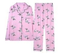 2Pcs Pajamas Set for Women Loungewear Women Autumn And Winter Long Sleeve Lapel Vest Suit Trousers Plus Size Service Underwear Clothes (Watermelon Red, XXL)