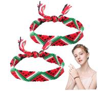 2pcs Palestine Bracelet 5.5'' Cotton Soft Braided Bracelets Handmade Adjustable Colorful Woven Bracelet for Women Girls Party Festival Gift, Woven