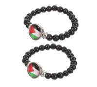 2pcs Palestine Flag Themed Bracelet Beaded Wristbands for Men Women Accessory with Meticulously Polished Design Versatile for Casual Formal Wear