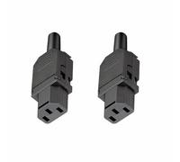 2Pcs Panel Mount Plug Adapter, 10A 250VAC Power Connector Socket 3 Pins Inline Power Socket Connector for Home DIY Electrician (Black Female Connector)