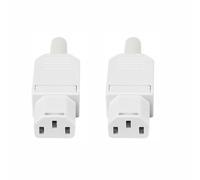 2Pcs Panel Mount Plug Adapter, 10A 250VAC Power Connector Socket 3 Pins Inline Power Socket Connector for Home DIY Electrician (White Female Connector)