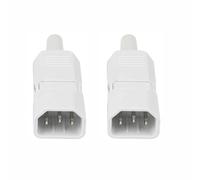 2Pcs Panel Mount Plug Adapter, 10A 250VAC Power Connector Socket 3 Pins Inline Power Socket Connector for Home DIY Electrician (White Male Connector)