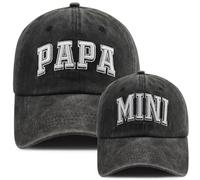 2PCS Papa and Mini Baseball Cap for Dad Child, Adjustable Cotton Father Son Daughter Matching Outfits Hat, Embroidered Black, One size