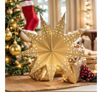 2pcs Paper Star Lantern Lampshade White 7 Pointed Hollow Out Large Lantern Wedding Christmas Ceiling Wedding Party Birthday Hanging Pendant Decoration Supplies 45CM