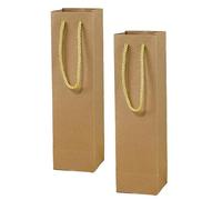 2pcs Paper Wine Bottle Bags 9.5 * 9 * 35CM Yellow Paper Wine Gift Bag Reusable Wines Tote Bags for Whiskey,Champagne Christmas Party