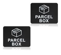 2Pcs Parcel Box Sign, 11 x 9cm Self Adhesive Acrylic Waterproof Parcel Box Sticker for House Office No More Lost Goods, Black