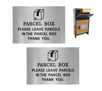 2PCS Parcel Box Sign,Please Leave Parcels Here Sign,Silver Self Adhesive Package Signage,Parcel Sticker for Home Office Shop Indoor Outdoor(15 x 10 cm)