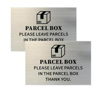 2Pcs Parcel Box Sign, Please Leave Parcels Here Signs, 15x10cm Aluminum Self-Adhesive Delivery Instruction Sticker for Home Office, PLEASE LEAVE PARCELS IN THE PARCEL BOX THANK YOU