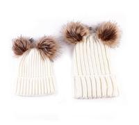 2PCS Parent-Child Hat Winter Warmer, Baby Hat/Women Hat, Mother & Baby Knit Hat Winter Warm Crochet Cap Beige, Beige, 15*10*1cm