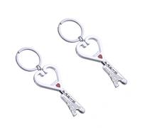2Pcs Paris Eiffel Tower Heart-Shaped Key Chain Bottle Opener, 3D Multi-Functional French Landmark Bottle Opener, Paris Tourist Souvenir