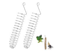 2PCS Parrot Basket Bird Foraging Toy Parrot Feeder Stainless Steel Feeding Bird Cage Device for Wheat Ears Fruits Vegetables Bread Meat Feeding(26.5×4.5cm, Silver)