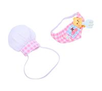 2pcs Parrot Chef Apron Hat Costume Set Pink Cloth for Pets