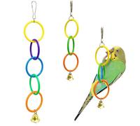 2Pcs Parrot Toys, Colorful Ring Budgie Climbing Toy with Bell, DIY Adjustable Hanging Swing Toy for Birds, Interactive Exercise Bird Toys for Caged Cockatiel Lovebird