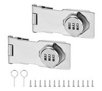 2PCS Password Hasp Locks, 3.8Inch Silver 90-180 Degree Cabinet Locks, Barn Door, Outdoor, Garden