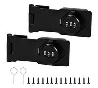 2PCS Password Hasp Locks, 4.3Inch Black 90-180 Degree Rotary Combination Locks for Cabinets, Barn Doors, Outdoor & Garden