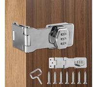 2PCS Password Hasp Locks, 90-180 Degree Cabinet Password Locks Fold Collapsible Hasp Latch Security Combination Latch Lock Barn Door Lock with Screws for Locker, Barn, Outdoor, Garden,Silver