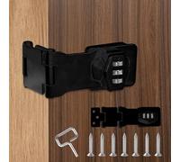 2PCS Password Hasp Locks, 90-180 Degree Cabinet Password Locks Fold Collapsible Hasp Latch Security Combination Latch Lock Barn Door Lock with Screws for Locker, Bathroom, Outdoor, Garden,Black