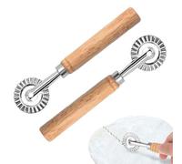 2PCS Pasta Cutter Wheel with Roller, Ravioli and Pizza Cutter Wheel, Zinc Alloy Dumpling Lace and Noodle Making Tool for Kitchen
