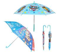 2Pcs Paw Patrol Kids Umbrella, Boys & Girls Compact Windproof Umbrellas with Plastic Easy Grip Handle, Safety Auto Open Stick & Folding Travel Brolly, Rain & UV Protection 3-7 Years