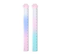 2Pcs Paw Ruler Transparent Straight Ruler Measuring Range 0-15cm for Scrapbooking Drafting Drawing