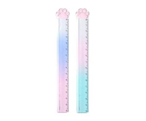 2Pcs Paw Ruler Transparent Straight Ruler Measuring Range 0-15cm for Scrapbooking Drafting Drawing