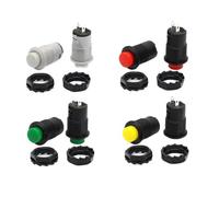 2PCS PBS power switch self-locking self-compound thread with lamp buckle square round button multi-color button reset switch(Waterproof cap 2)