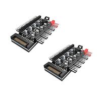 2Pcs PC Cooling Fan 1 To 10 4Pin Splitter Adapter Splitter Extension Supply Concentrator Speed Controller Motherboard PWM Temperature Controller