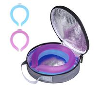 2PCS PCM Neck Cooling Tube with Insulated Bag, Reusable Ice Ring Neck Cooler Wrap, Wearable Cooling Neck Ring for Hot Weather Outdoor Work, TPU Freezable Collar (Rose+Blue)