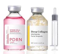 2PCS PDRN Collagen Stem Cell Ampoule & Silk Peptide Intensive Lifting Ampoule,Deep Collagen Silk Peptide Intensive Lifting Ampoule,Anti-Ageing Peptide Serum for Face,Instant Fine Lines,Skin Firming
