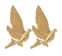 2pcs Peace Dove Brooch Pins Golden Zinc Alloy Animal Accessory | Meticulously Polished, Creative Design, Fashion Compatibility, for Hats and Clothes, Men and Women