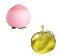 2Pcs Peach Squishy and Green Apple Squishy Stress Ball, Realistic Fruits Squis Stress-Relief Slow Rising Squishies, Cute Appearance Compact and Lightweight, for Desk Decor Toy Party Favors