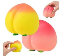 2Pcs Peach Squishy, Giant Peach Squishy Fidget Items Set, Soft Sensory Items for Classroom and Office, Pink and Yellow Peach Design