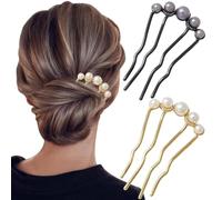 2Pcs Pearl U Shaped Hair Pins Bridal Hair Side Comb Fashion Elegant Metal Hair Pin Vintage Hair Fork Clips for Women Girls French Pearl Hairpin Hair Styling Accessories for Wedding Party Holiday Daily