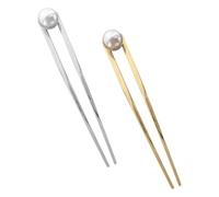 2pcs Pearl Wooden Hair Accessories - U-shaped Hairpins, Hair Forks, Japanese Bun Pins, French Miss Alloy Hairpins