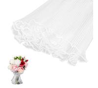 2pcs Pearl Wrapping Mesh, White Mesh Pearl Flower Wrapping Paper Bouquet Packaging Fabric Wavy Pearl Mesh for Florist Supplies Wedding Gift Birthday Party Decoration