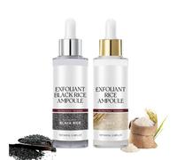 2Pcs Peel Shot Glow Rice Ampoule Duo, 2025 Upgrade Black and White Rice Exfoliant, Pore Minimizing, Gentle Exfoliating Face and Body Scrub Dead Skin Cells, Blackheads Remover for All Skin Types