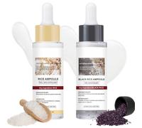 2PCS Peel Shot Glow Rice Ampoule Duo, Exfoliant White Rice+Black Rice Ampoule, Moisturizing Face Exfoliator Scrub, Gentle Pore Minimizer for Face, Rice Exfoliator for All Skin Types, 2×30ml