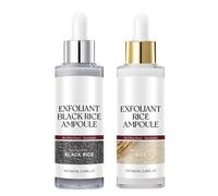2PCS Peel Shot Glow Rice Ampoule Duo White Rice + Black Rice Ampoule,Face Exfoliator,Korean Glass Skincare Set,Blackhead Remover & Pore Reducer,Gentle Soft Body Exfoliator,Face & Body,Suitable for All