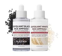 2PCS Peel Shot Glow Rice Ampoule Duo White Rice + Black Rice Ampoule - Face Exfoliator - Soft Exfoliating Face and Body Scrub - Pore Minimizer Serum - Blackheads Remover for All Skin Types