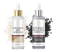2PCS Peel Shot Glow Rice Ampoule Duo White Rice + Black Rice,Rice Ampoule Duo,White & Black Rice Face Exfoliator,Exfoliating Toner For Fa-ce,Removes Dead Skin Face Mask,Glow Wh-ite Peel Shot Face Mask